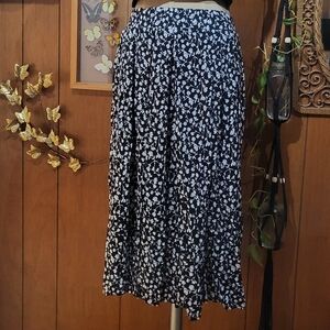 Cynthia Rowley Monochrome Floral Midi Skirt